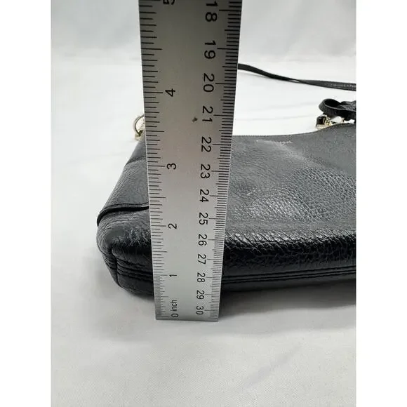 Henri Bendel Crossbody Bag Womens Small Black Pebbled Leather Zip Shoulder Purse - Picture 11 of 11